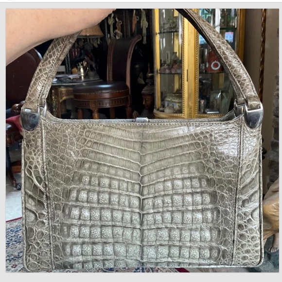 Gray IRV Alligator or Crocodile Purse Handbag Excellent Condition !! Vintage 70s - Picture 1 of 11
